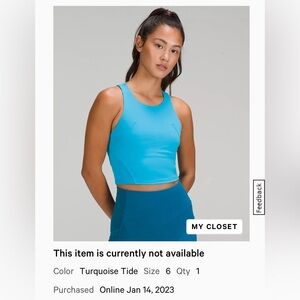 Invigorate Training Tank
Top
Colour Turquoise Tide
Size 6
Quantity 1